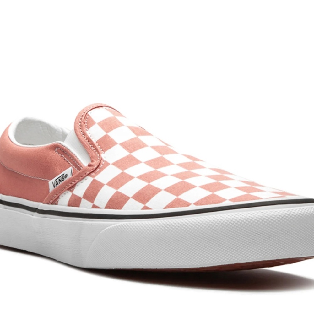Vans Women's Pink and White Checkered Sneakers